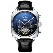 AILANG Men's Automatic Mechanical Watch – Hollow Dial, Calendar, Leather Strap