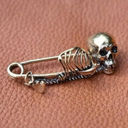 2-Pack Gothic Skull Brooch Pins – Vintage Safety Pin for Jackets & Scarves