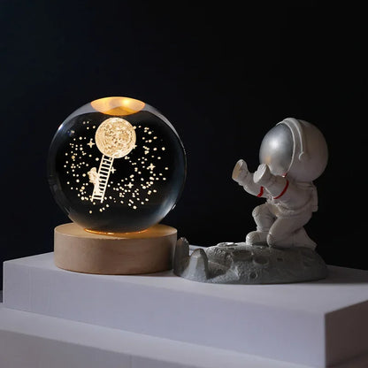 Crystal Ball 3D Customised, Planet Night Light Laser Engraved Solar System Globe Astronomy Festival Gifts Home Desktop Decoration