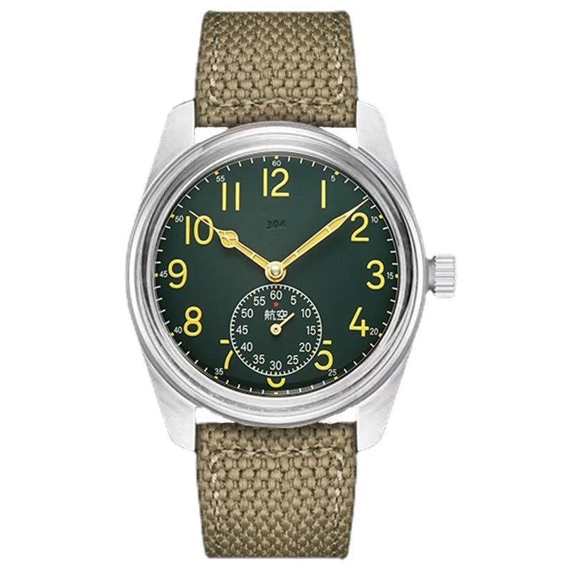 Merkur Men's Bronze Military Watch – Hand-Wound, Sub-Second Dial
