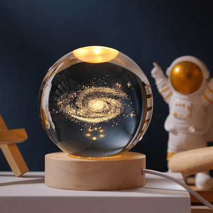 Crystal Ball 3D Customised, Planet Night Light Laser Engraved Solar System Globe Astronomy Festival Gifts Home Desktop Decoration