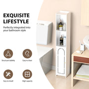 4-Tier White Bathroom Floor Cabinet – Freestanding Storage Unit with Doors