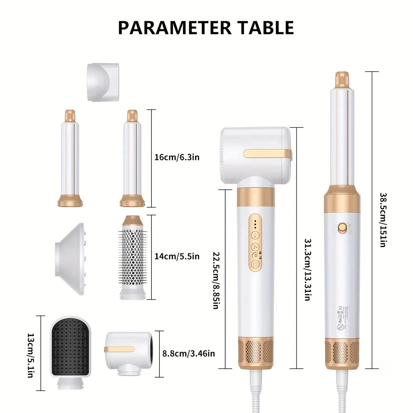 7 in 1 Hair Dryer Negative Ion Airwrap Styling Hair Curler Straightening Brush Brushless Motor Professional Hair Dryer Set
