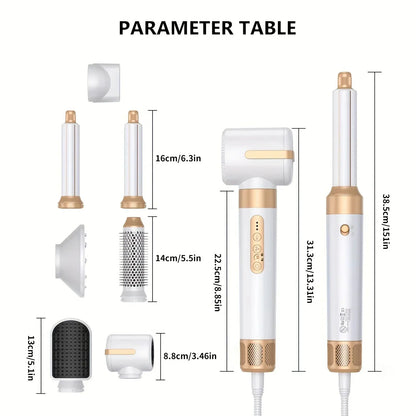 7 in 1 Hair Dryer Negative Ion Airwrap Styling Hair Curler Straightening Brush Brushless Motor Professional Hair Dryer Set