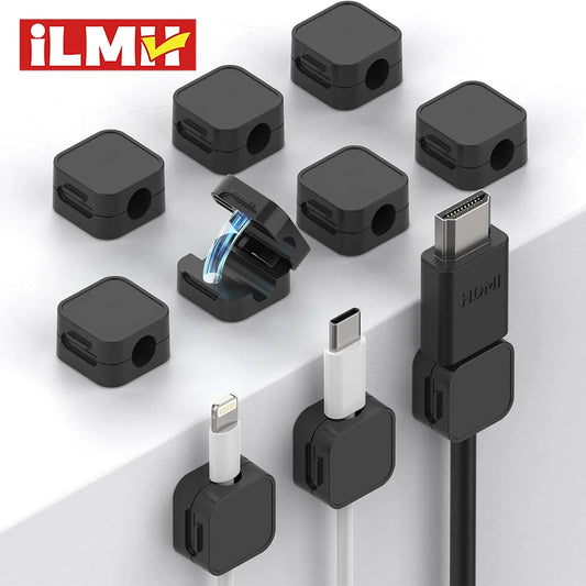 Magnetic Cable Clips Adjustable Cord Holder | Adhesive Under Desk Mgmt Organizer for Home Office Car Wall Desktop Nightstand