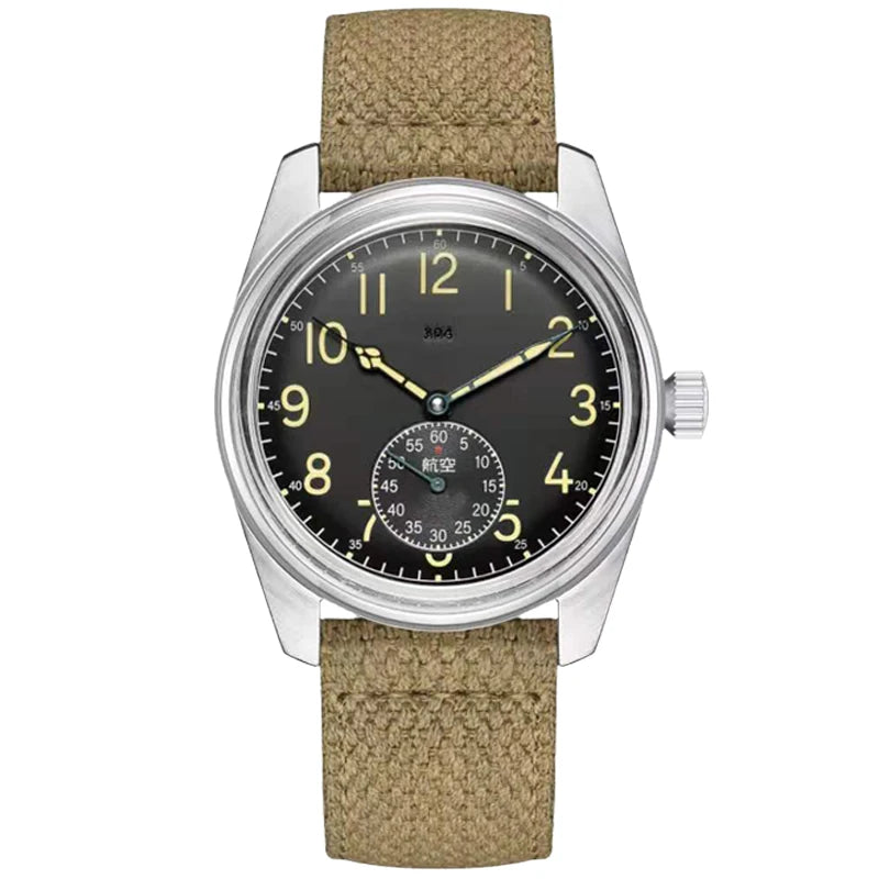 Merkur Men's Bronze Military Watch – Hand-Wound, Sub-Second Dial