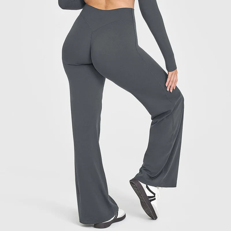 VEQKING Women's High-Waist Yoga Pants – Stretch Straight-Leg Trousers