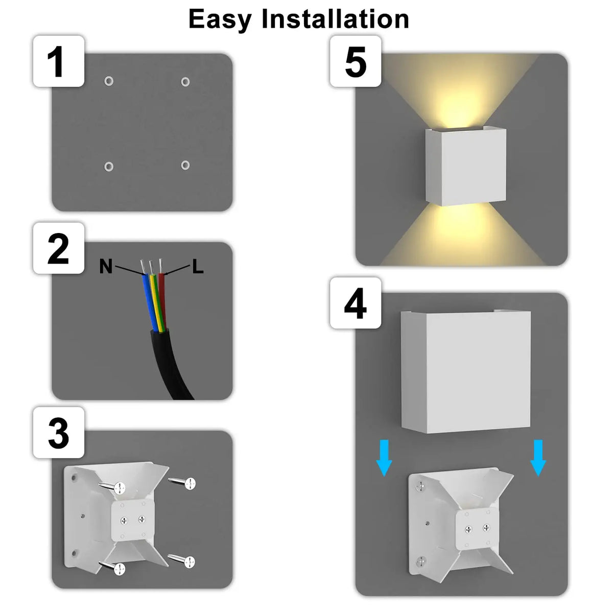 LED Wall Sconces – 6W Indoor/Outdoor IP65 Up-Down Wall Lights