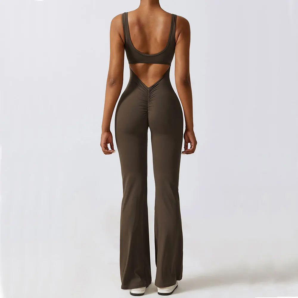Women's Gym Jumpsuit Set – Yoga Sportswear Romper with Push-Up Support
