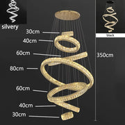 Crystal Ring Chandelier — Luxury Staircase Pendant, Remote Dimming