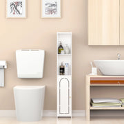 4-Tier White Bathroom Floor Cabinet – Freestanding Storage Unit with Doors