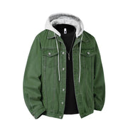 Men's Hooded Denim Jacket – Loose Streetwear Coat, Detachable Hood