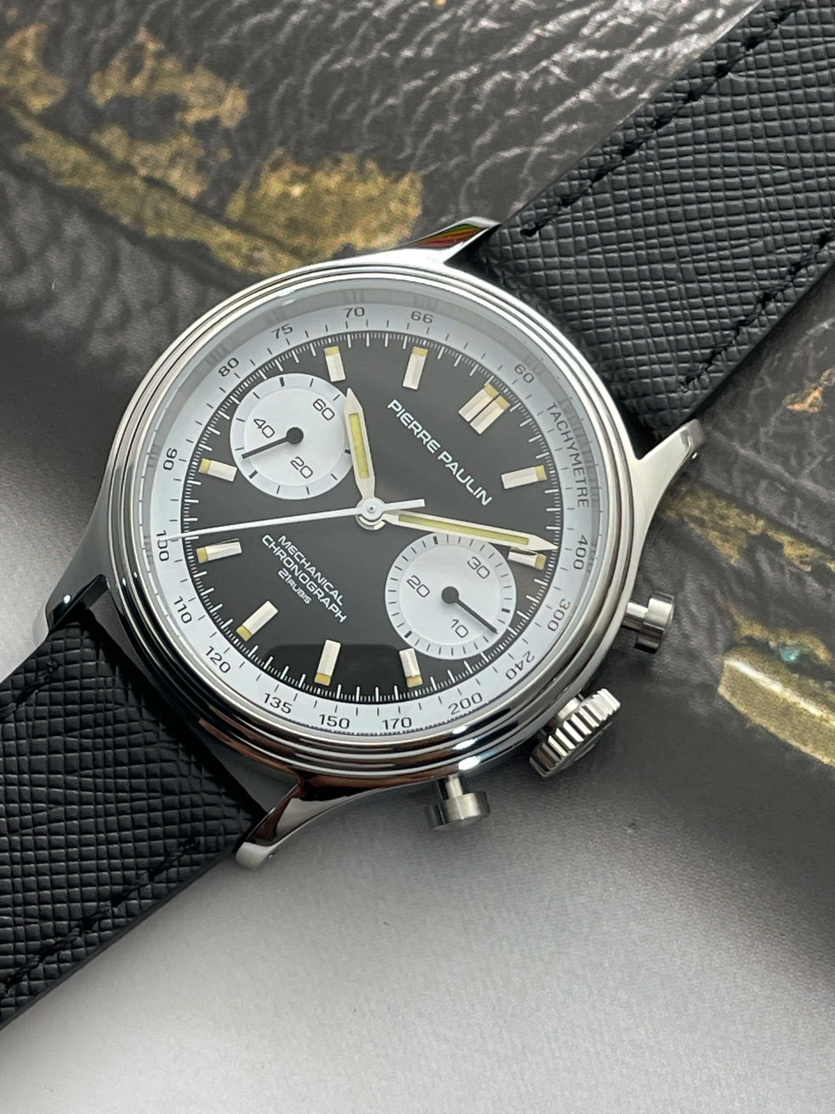 Pierre Paulin Men's Retro Panda Chronograph Watch – Vintage 70s, 38mm