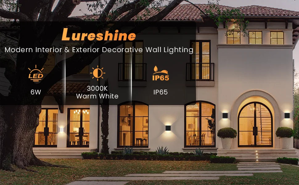 LED Wall Sconces – 6W Indoor/Outdoor IP65 Up-Down Wall Lights