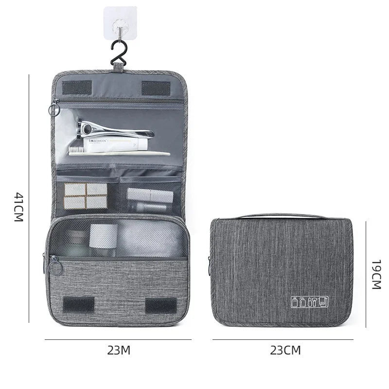 Hanging Travel Wash Bag – Waterproof Toiletries Organiser, Oxford Fabric