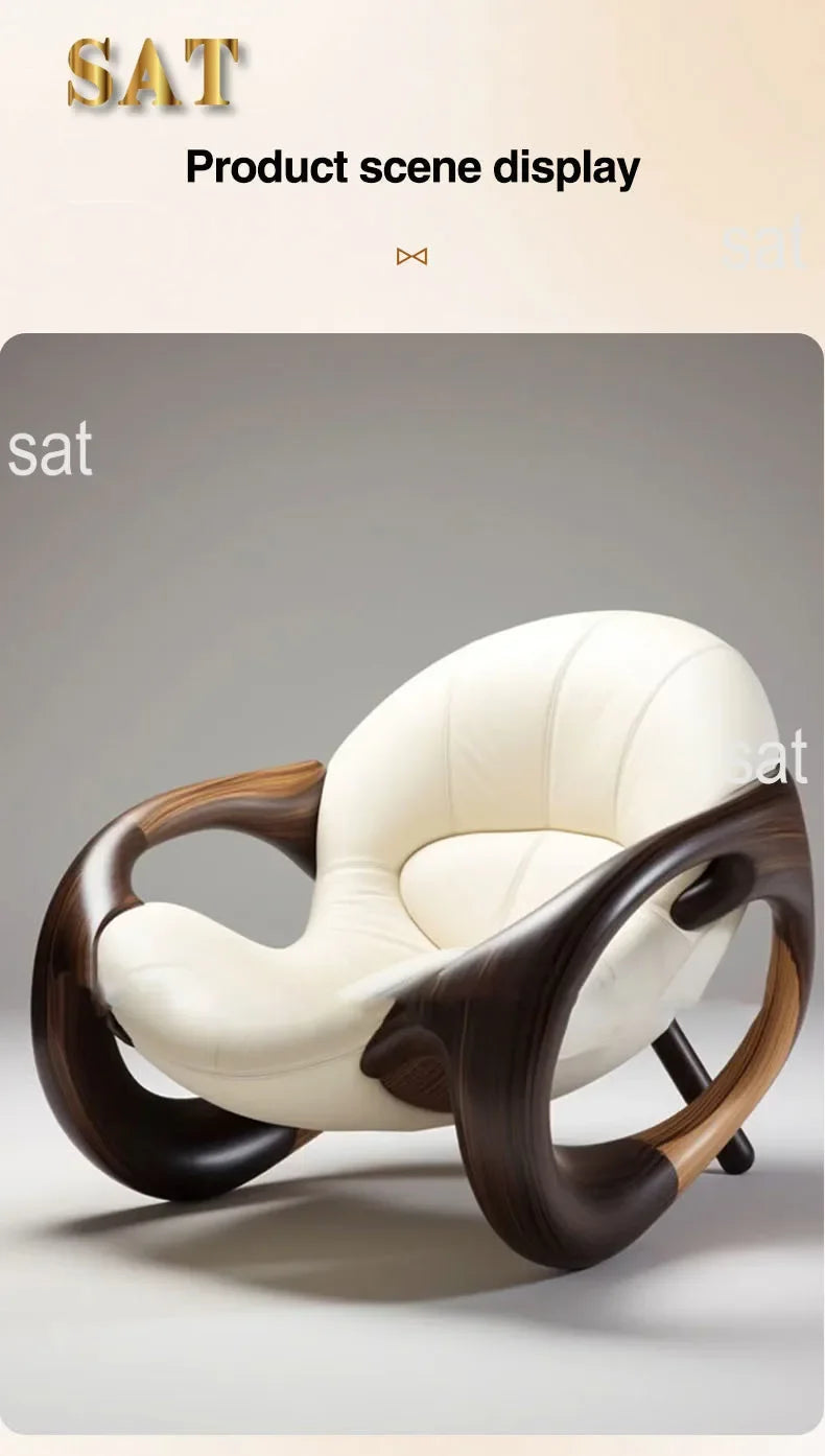 Black Walnut Lounge Chair — Solid Wood Lazy Armchair, 800 x 1000 x 800mm