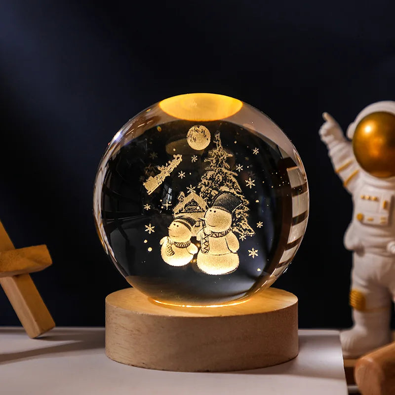 Crystal Ball 3D Customised, Planet Night Light Laser Engraved Solar System Globe Astronomy Festival Gifts Home Desktop Decoration