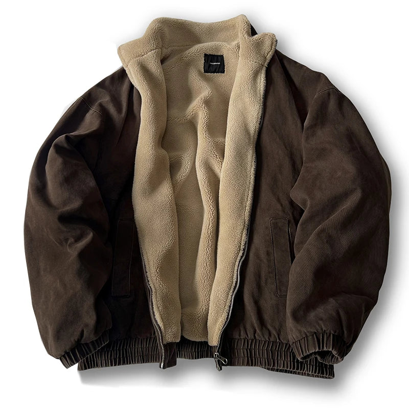 Men's Vintage Polar Wool Winter Jacket – Thick Warm Zip-Up Coat