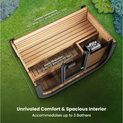 3–4 Person Outdoor Wooden Sauna – Solid Wood Steam Sauna with Wood-Burning Stove