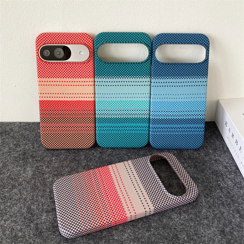 Luxury Carbon Fibre Stripe Sunset Series Wireless Charging Magnetic For Magsafe Cases For Google Pixel 9 8 7 Pro XL Cloth Cover