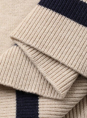 Women's Colour-Block Polo Neck Knit Top – Slim Fit Korean Style