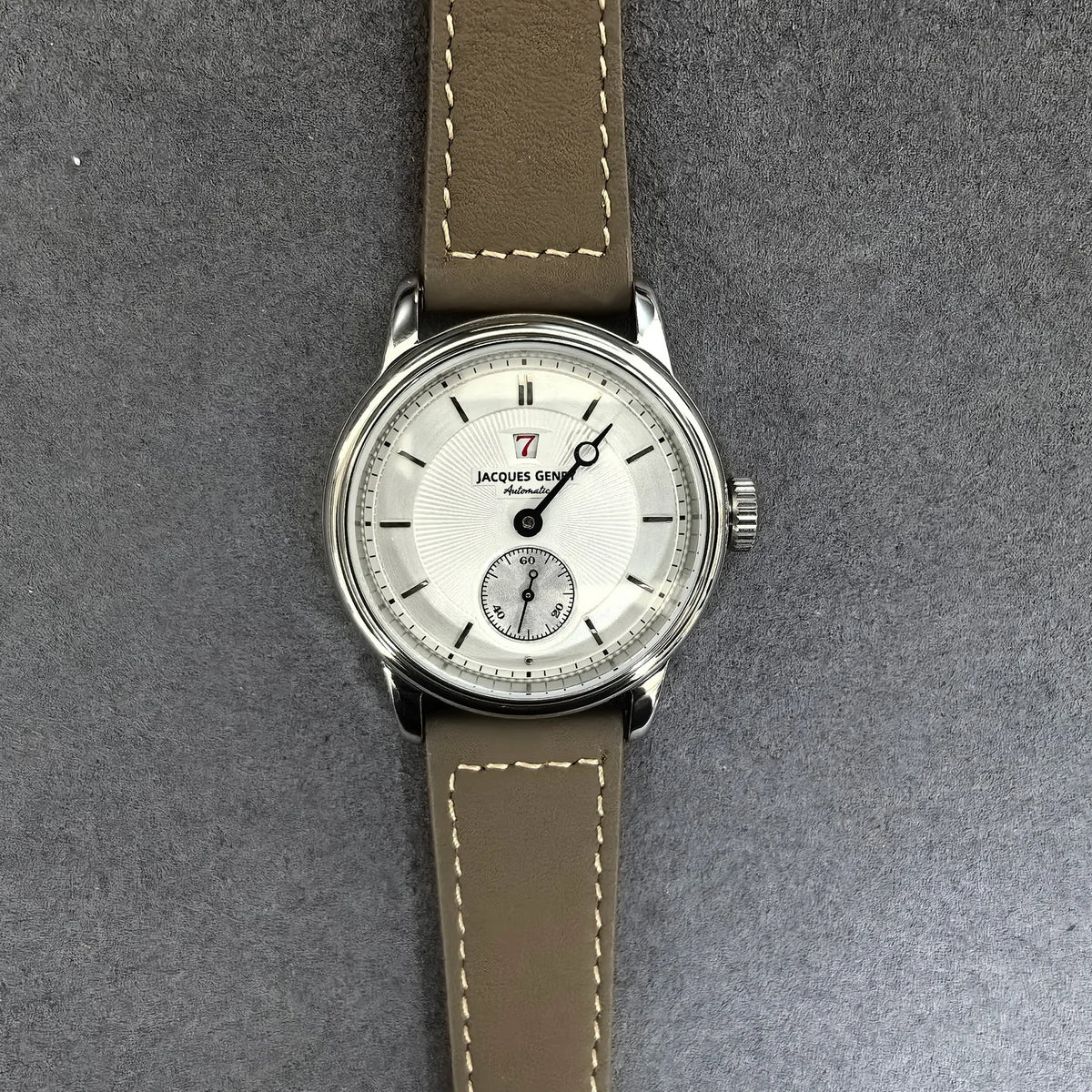 Jacques Genry Men's Automatic Jump Hour Watch – 38mm, Blue Sanded Dial