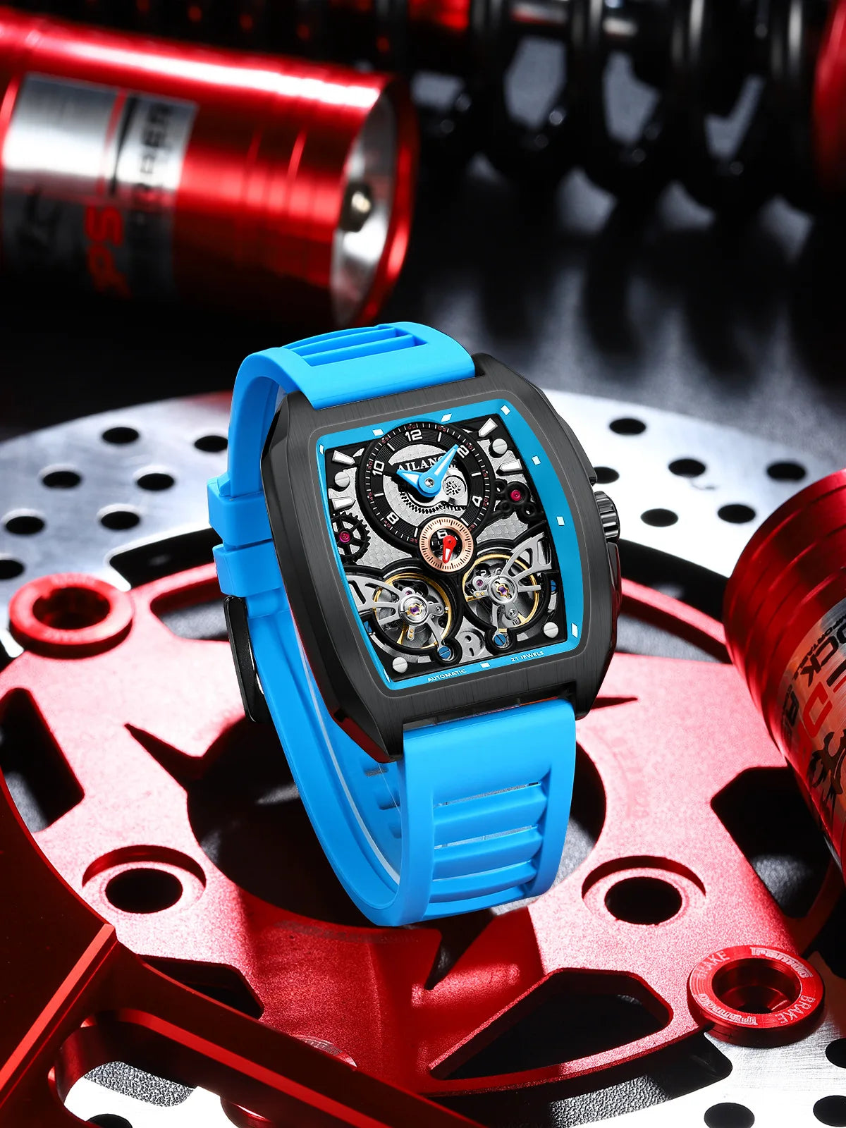 AILANG Men's Double Tourbillon Automatic Watch – Silicone Strap, Luminous