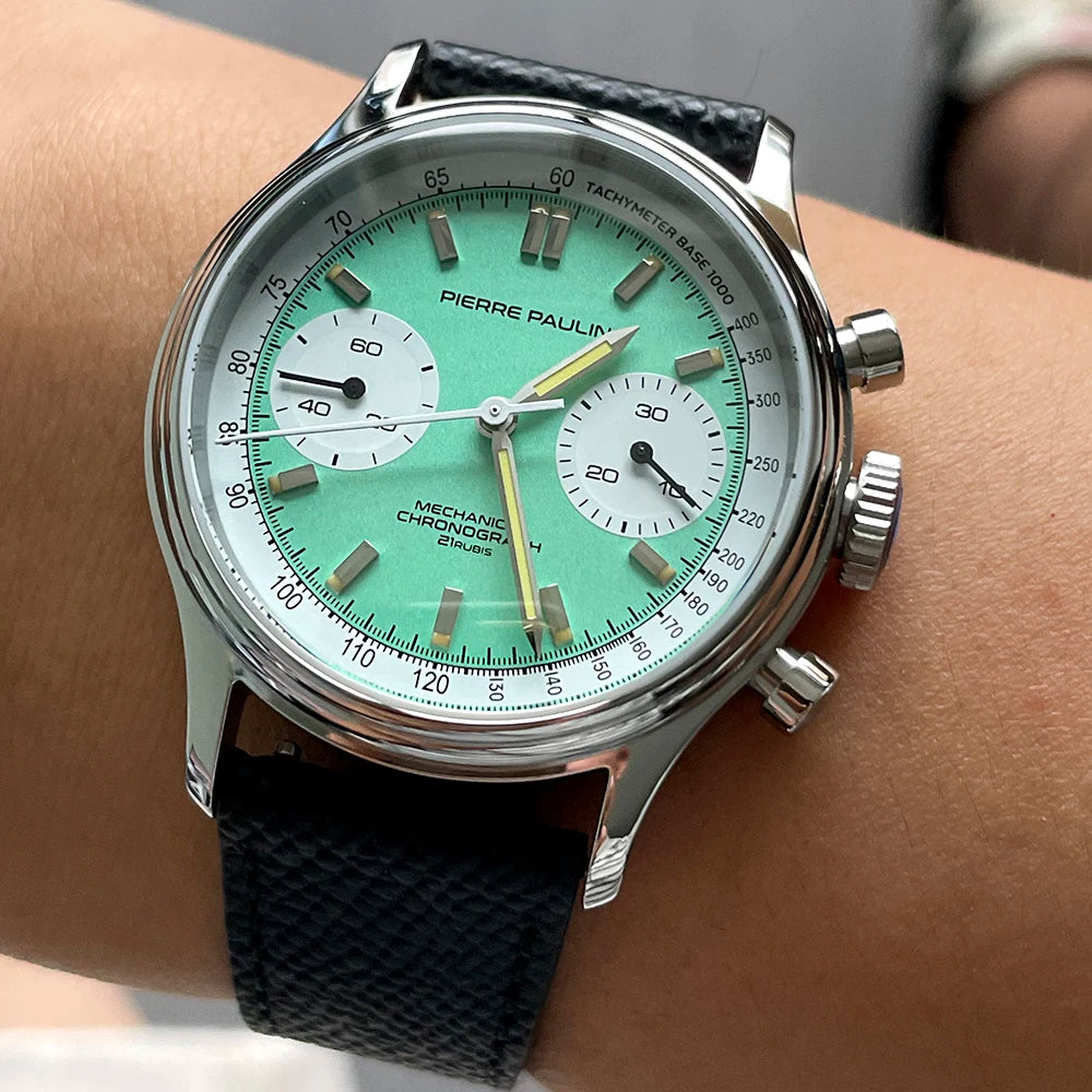 Pierre Paulin Men's Retro Panda Chronograph Watch – Vintage 70s, 38mm