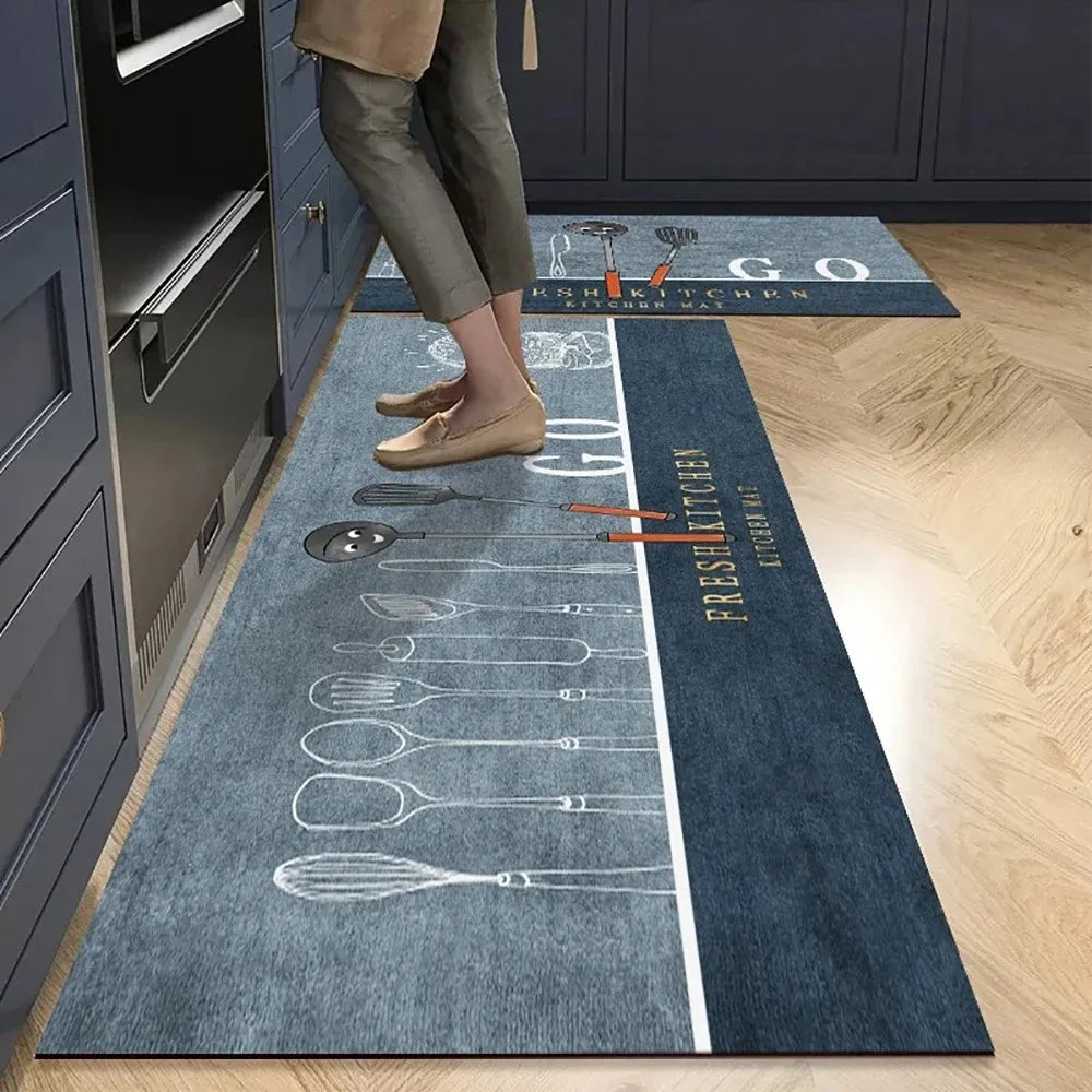 Non-Slip Velvet Kitchen Runner Mat – Absorbent Long Floor Rug