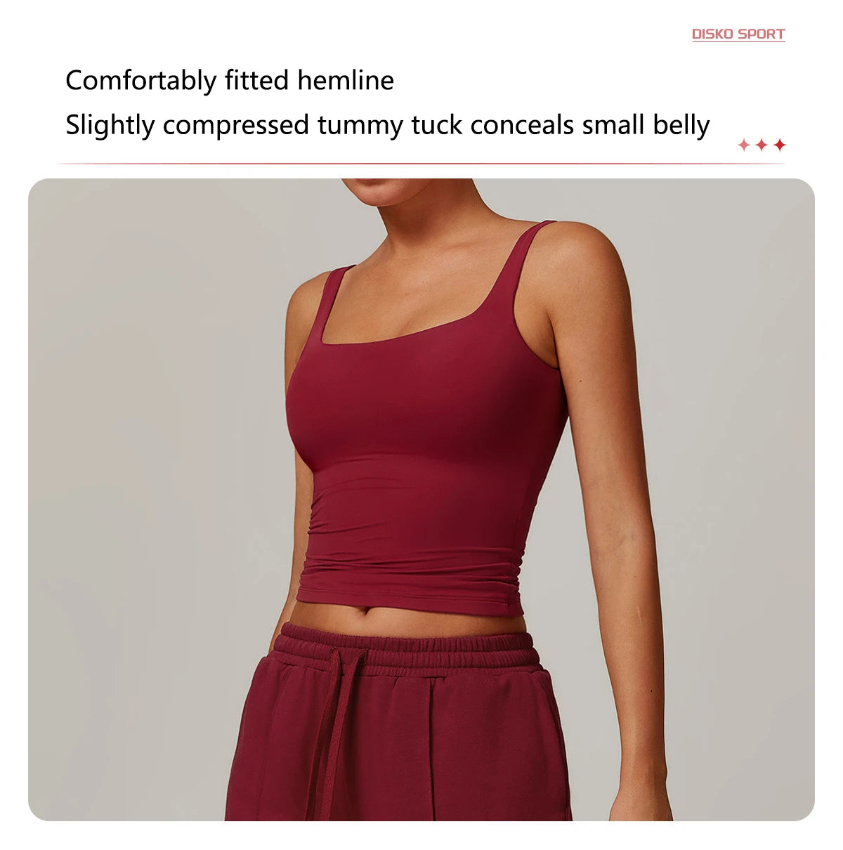 Hearuisavy Women's Sports Bra Square Neck Tight Yoga Tank Top Gym Running Breathable Casual Vest Female Comfort Fit Workout Top