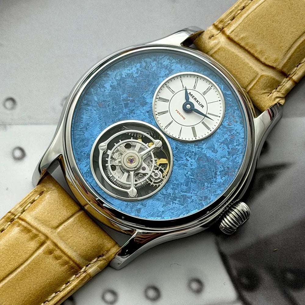 Merkur Men's Tourbillon Watch – Titanium, Ice Flower Dial, Sapphire