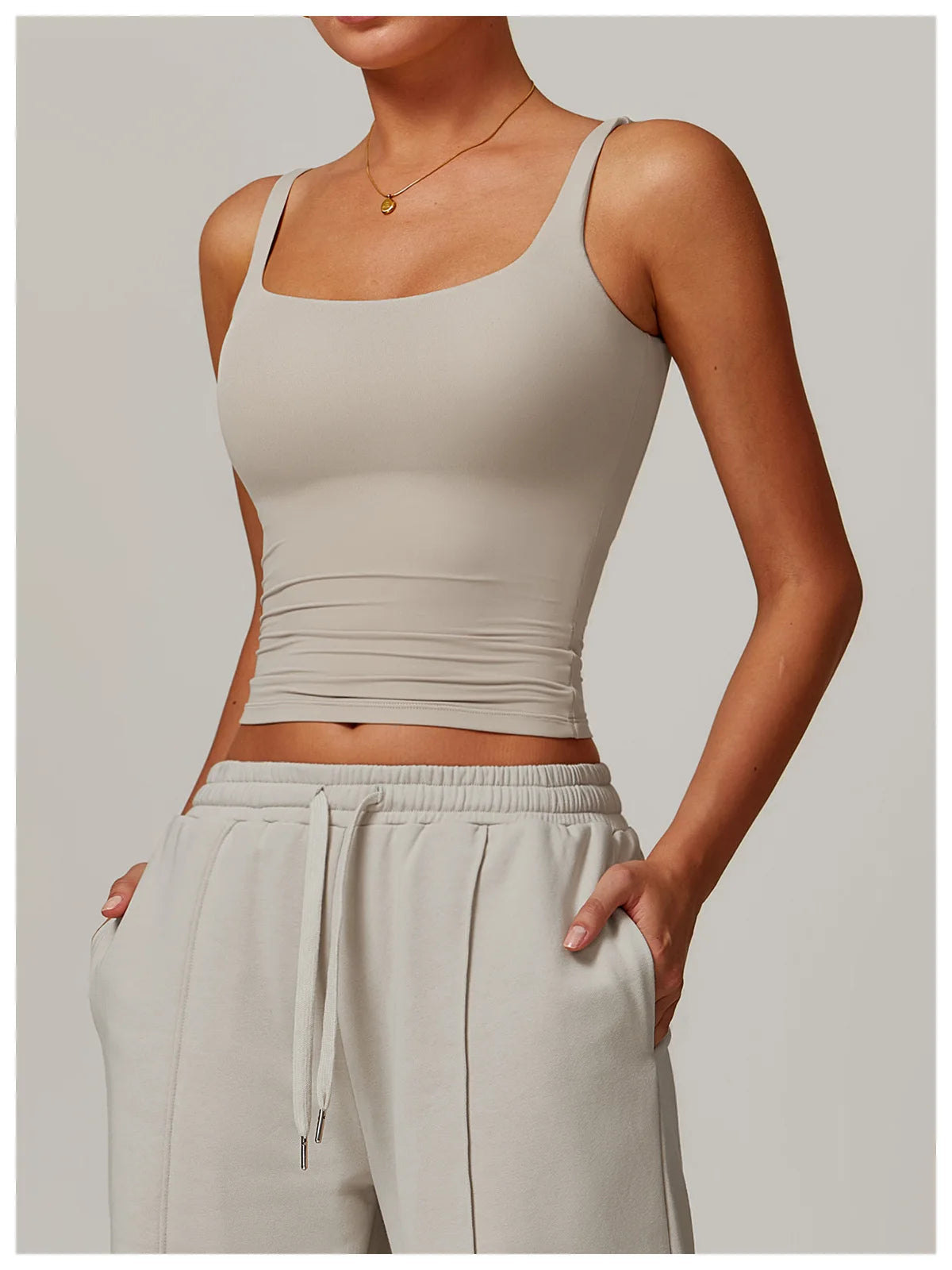 Hearuisavy Women's Sports Bra Square Neck Tight Yoga Tank Top Gym Running Breathable Casual Vest Female Comfort Fit Workout Top