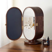 Solid Wood Jewellery Box with Mirror – Rotating Multifunctional Storage Cabinet