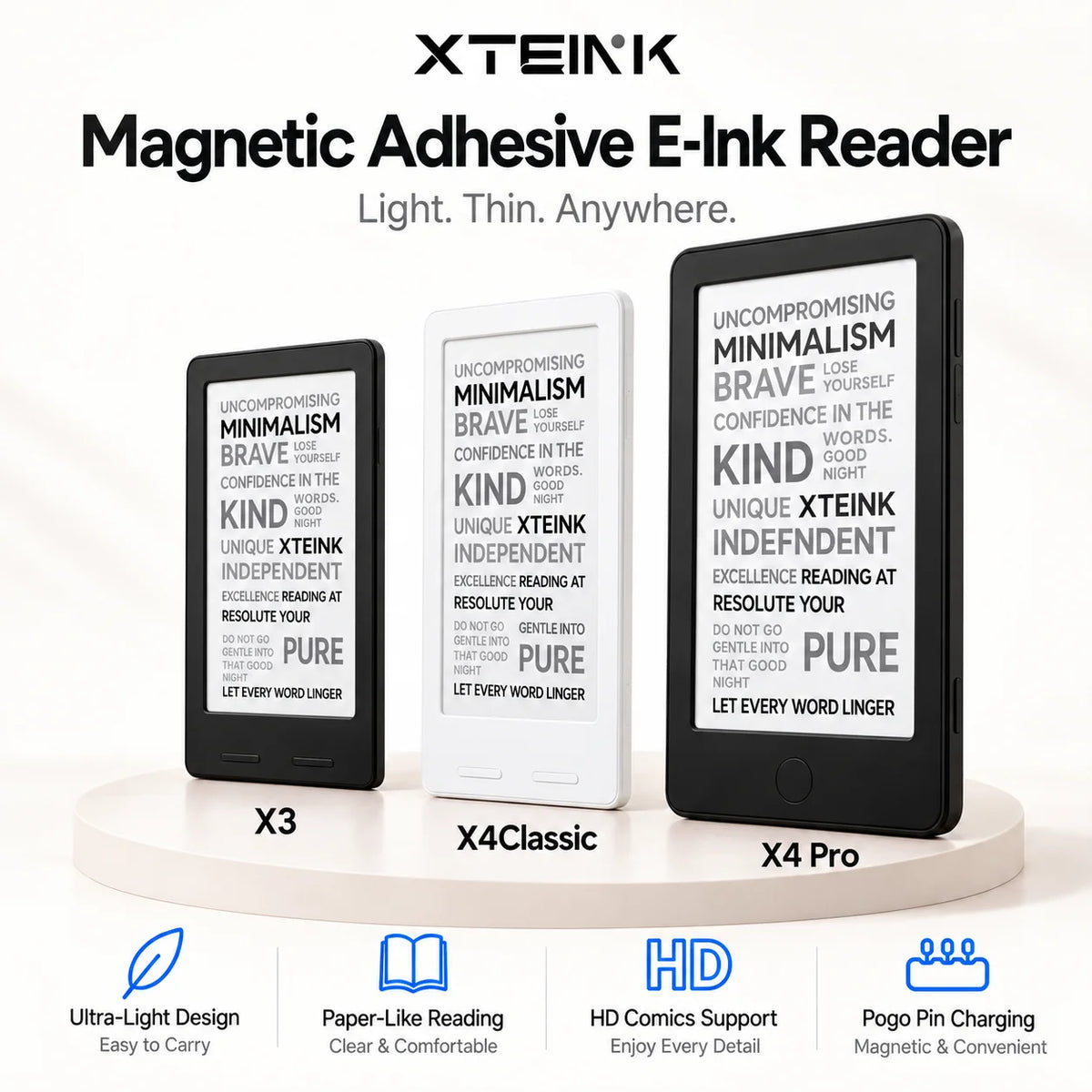 XTEINK X3 Pro E-Reader – Pocket-Size E-Ink Reader, Lightweight