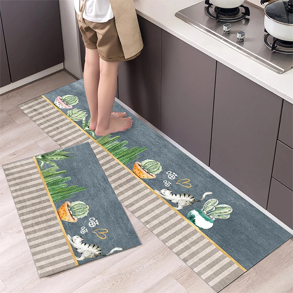 Non-Slip Velvet Kitchen Runner Mat – Absorbent Long Floor Rug
