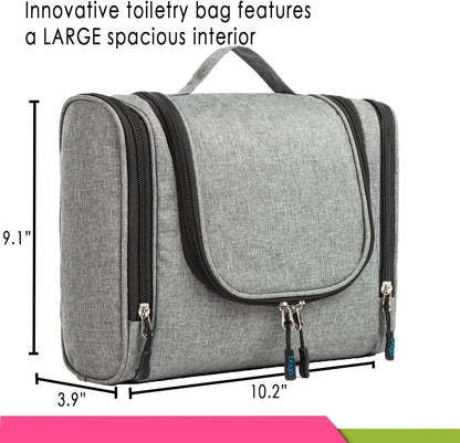 Travel Hanging Toiletry Wash Bag Makeup Cosmetic Organizer - Large Waterproof Hanging Toiletry Bags for Women and Men - Travel Essentials Accessories Hanging Wash Bag (Snowgray)