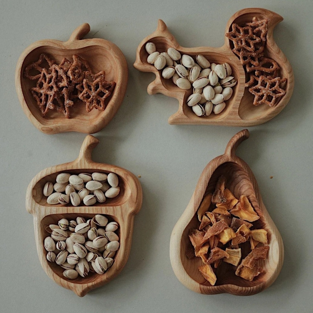 Wooden Snack Tray Set – Fruit & Animal Shaped Serving Trays