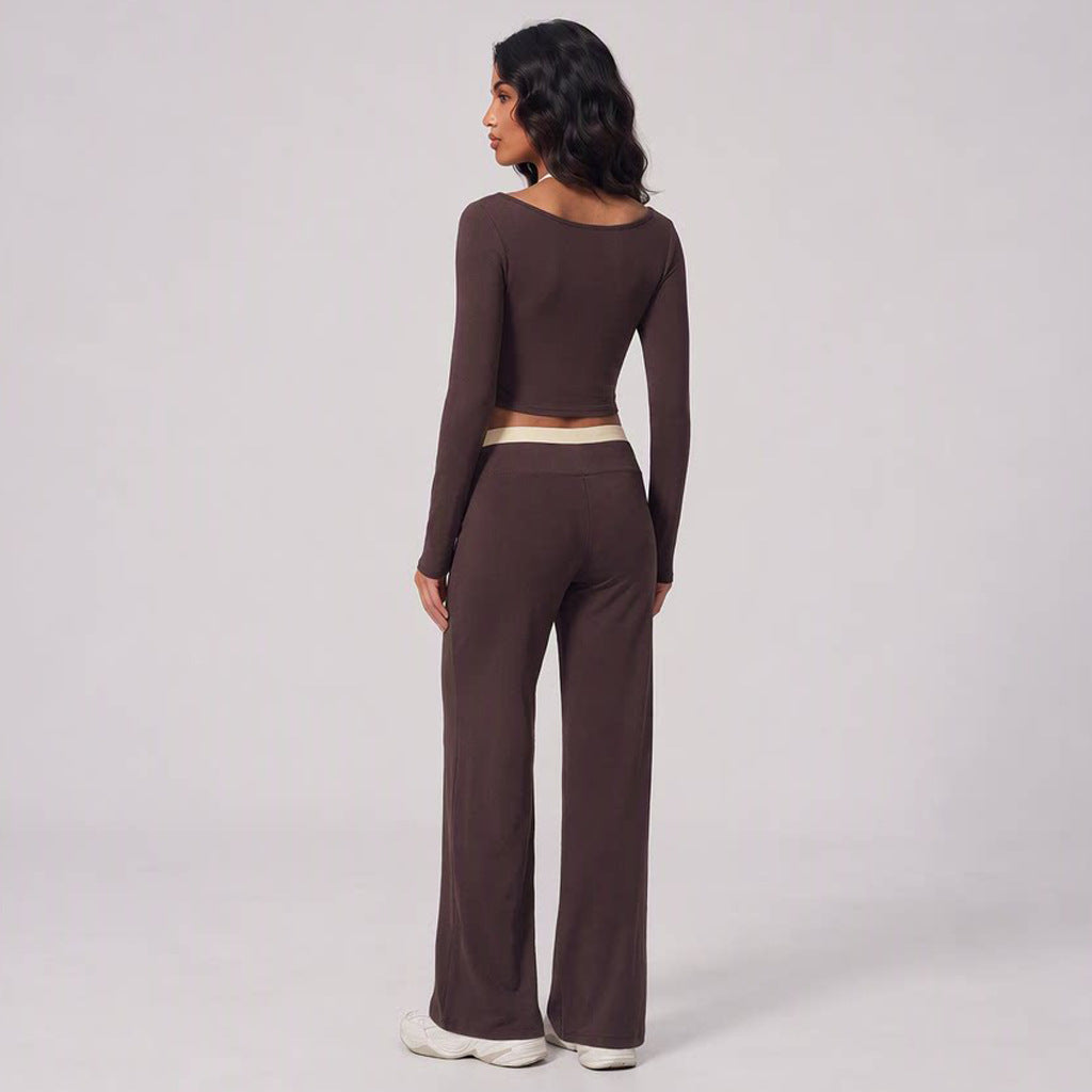 Nude-Color Textured Activewear Set Womens Yoga And Fitness Two-Piece Outfit