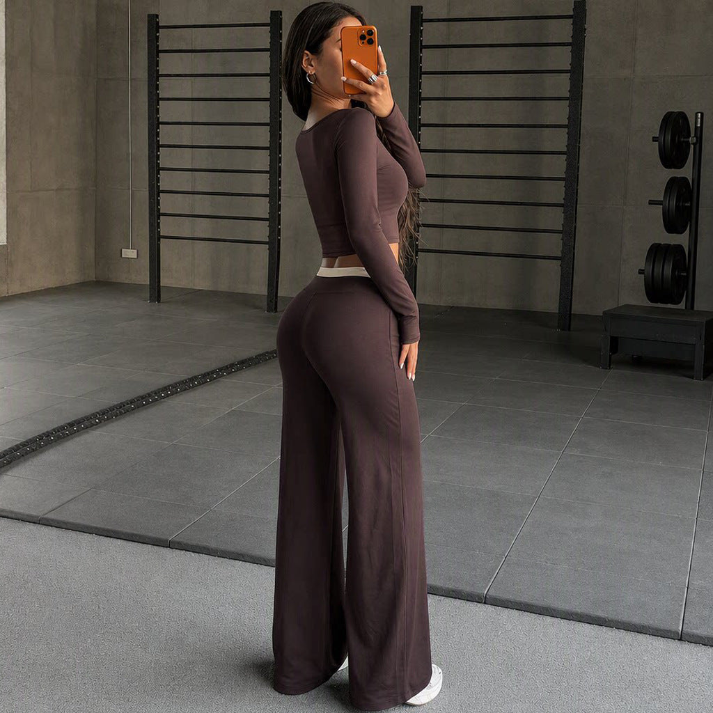 Nude-Color Textured Activewear Set Womens Yoga And Fitness Two-Piece Outfit
