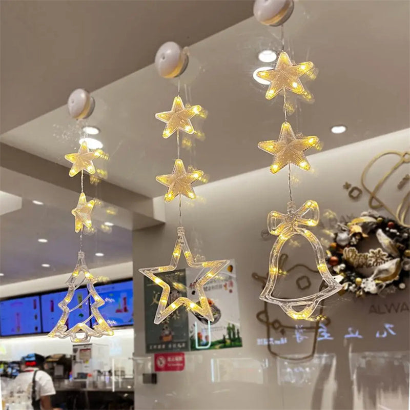 LED Christmas Window Star Lights – Suction Cup Hanging Decorations
