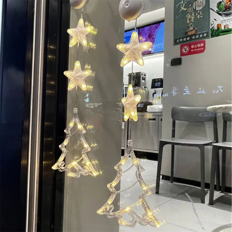 LED Christmas Window Star Lights – Suction Cup Hanging Decorations