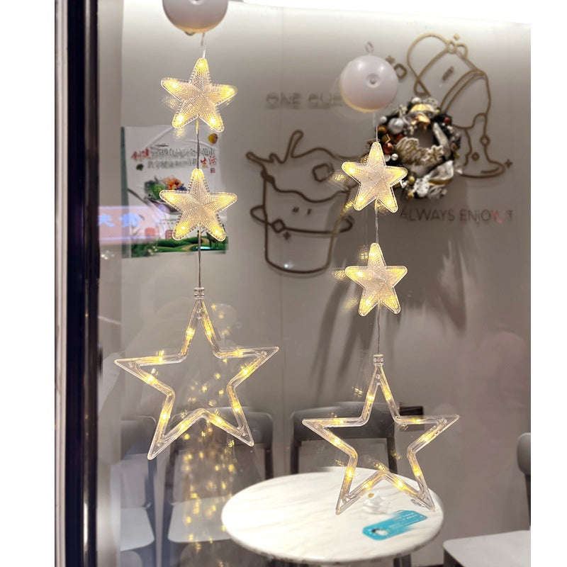 LED Christmas Window Star Lights – Suction Cup Hanging Decorations