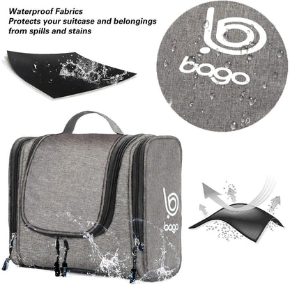 Travel Hanging Toiletry Wash Bag Makeup Cosmetic Organizer - Large Waterproof Hanging Toiletry Bags for Women and Men - Travel Essentials Accessories Hanging Wash Bag (Snowgray)